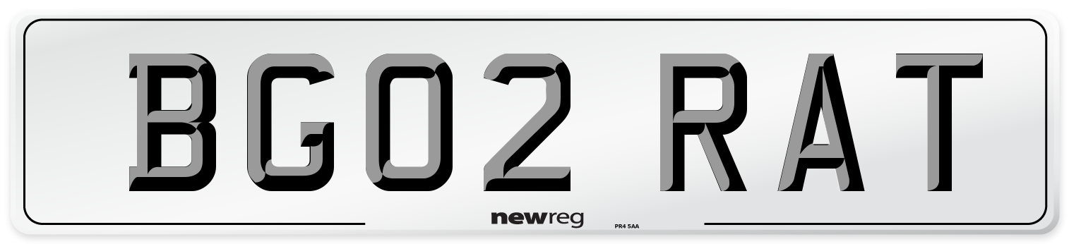 BG02 RAT Number Plate from New Reg